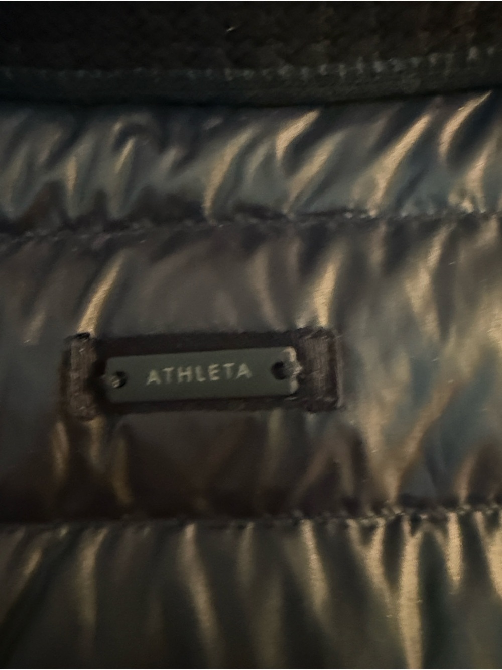 Athleta Responsible Down Waffle Knit Puffer Jacket Navy Blue Medium - Picture 5 of 10